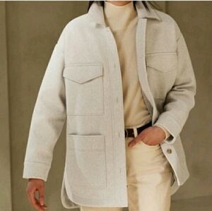 Banana Republic Women’s 4-Pocket Oversized Shacket Shirt Jacket Oyster Cream XL